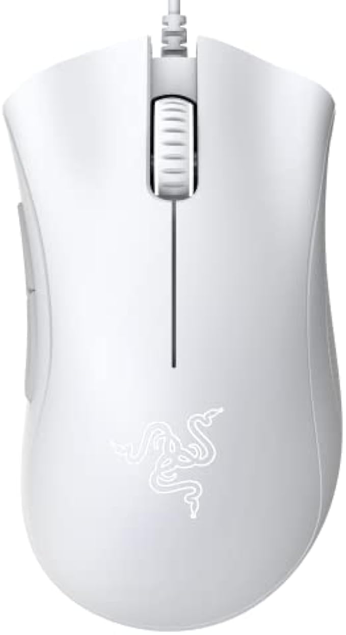 Razer DeathAdder Essential Gaming Mouse: 6400 DPI Optical Sensor - 5 Programmable Buttons - Mechanical Switches - Rubber Side Grips - Mercury White