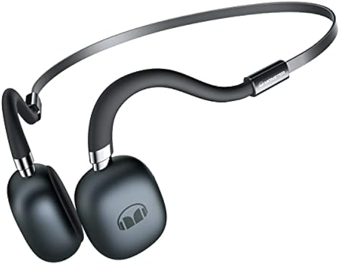 Monster Open Ear Headphones Wireless Sport Bluetooth 5.3 with Mic, Air Conduction Earphones Around Head with Enhanced Bass, Over-Ear Headset Sweatproof for Running