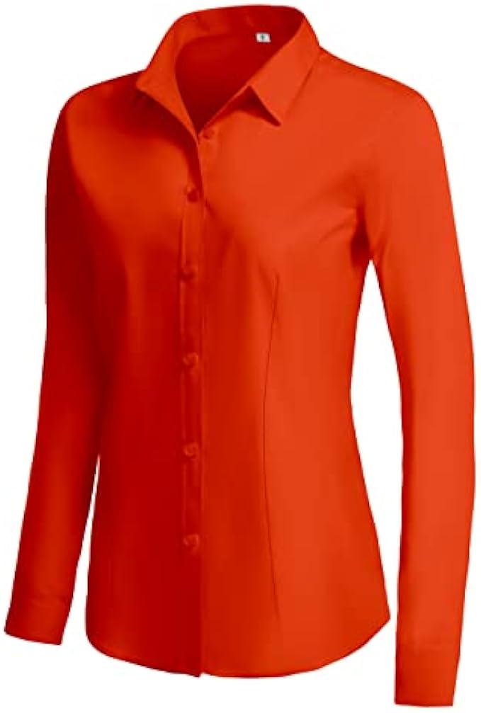 CUNLIN Womens Cotton Button Down Shirts for Women Fitted Long Sleeve Formal Dress Shirt Work Blouses Tops