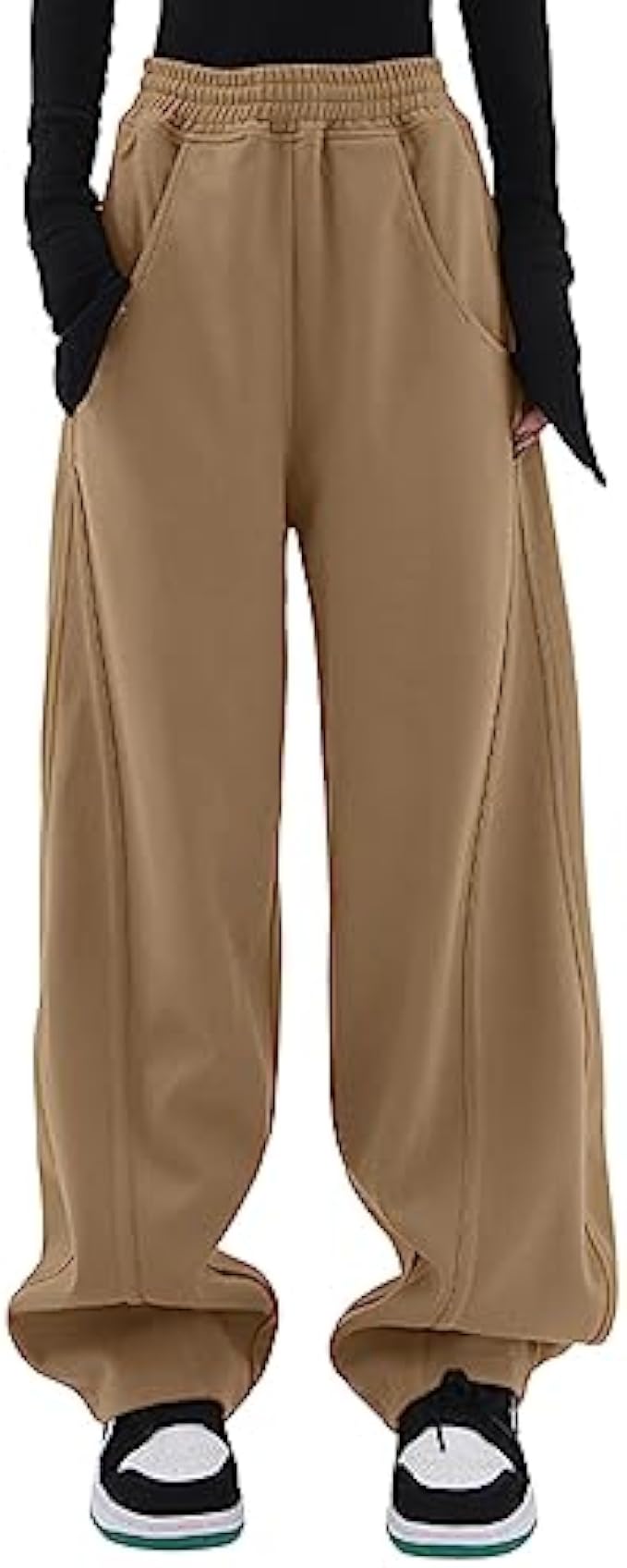 EVALESS Sweatpants Women Casual Elastic High Waisted Wide Leg Lounge Pants 2023 Fall Loose Cotton Joggers with Pockets