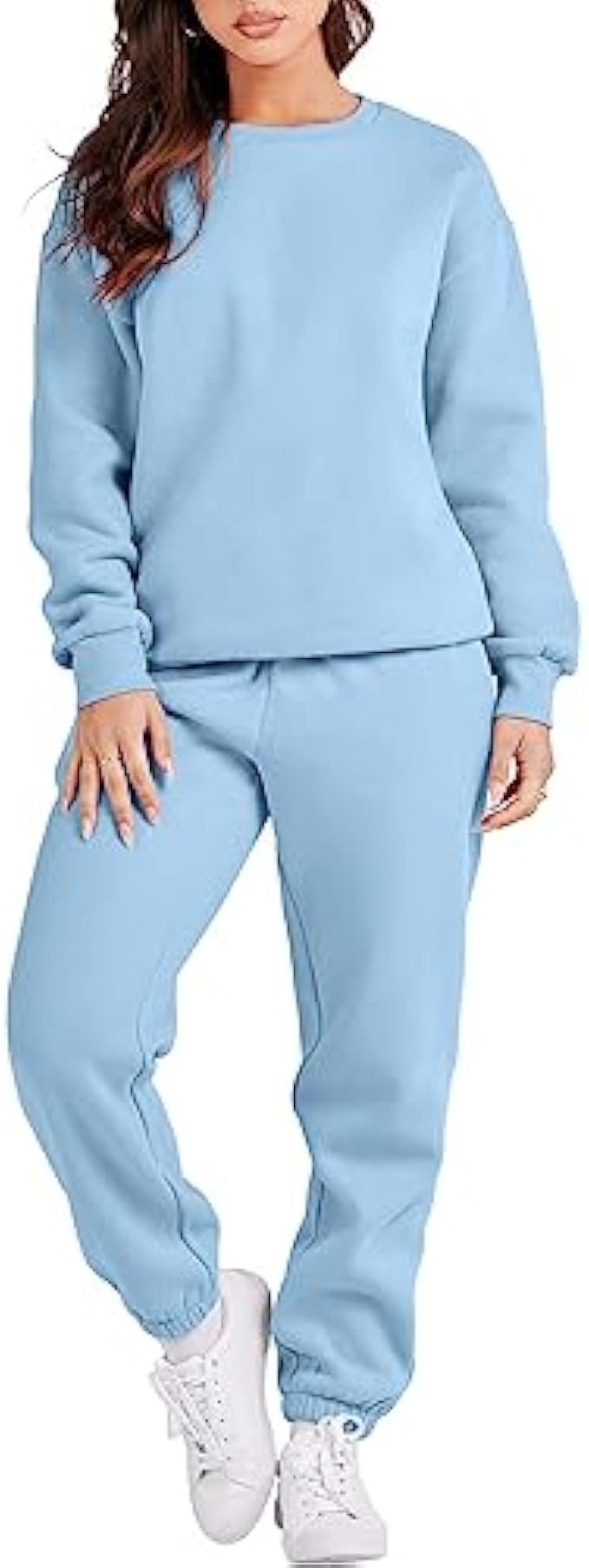 ANRABESS Women's Two Piece Outfits Long Sleeve Crewneck Sweatsuit with Jogger Pants Lounge Sets with Pockets