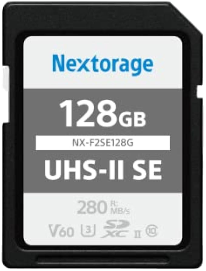 Nextorage UHS-II SD Card SE 128GB max Read Speed 280MB/s V60 (SDXC UHS2 Memory Card NX-F2SE)