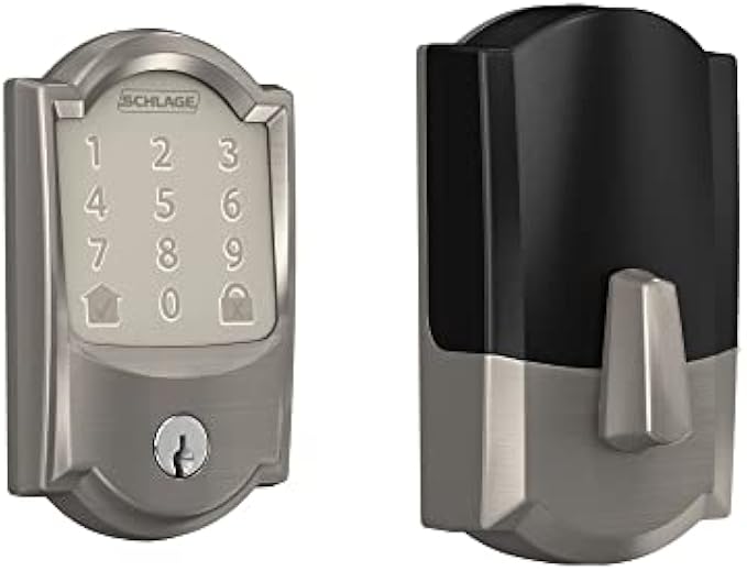 Schlage Encode Smart Wi-Fi Deadbolt with Camelot Trim in Satin Nickel