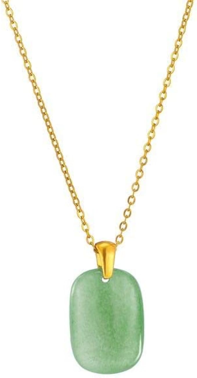 B&D Handmade Jade Necklace 14K Gold Plated Jade Pendant for Women Genuine Natural Green Jade Jewelry Necklace for Easter Day Gifts for Wife, Mom, Girlfriend, Grandma