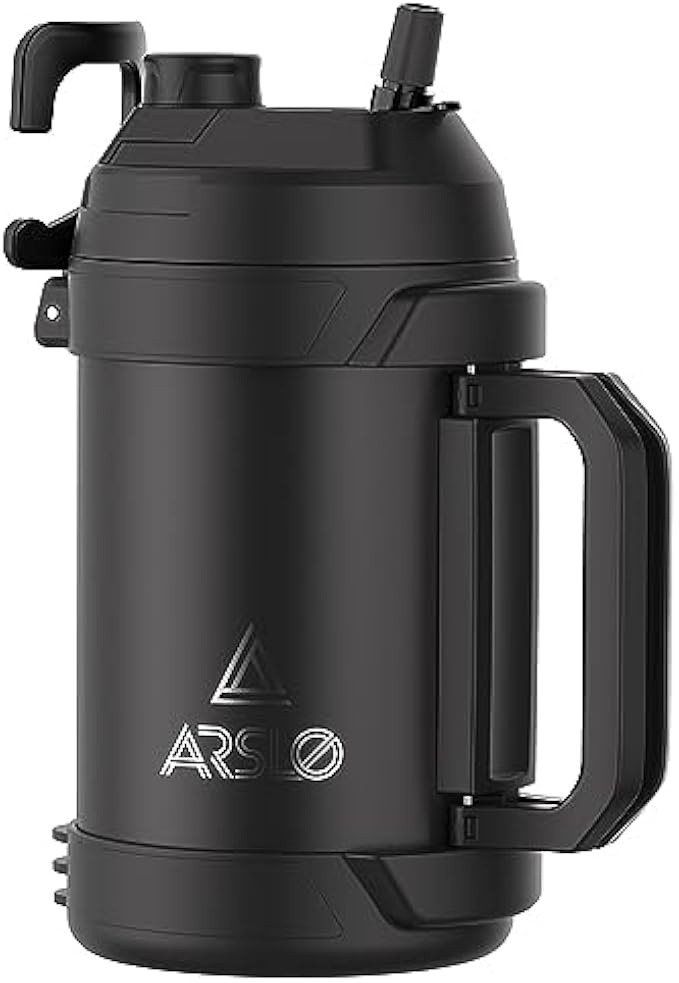 Arslo Sports Water Jug - Gallon Water Bottle - Large Insulated Stainless Steel Bottle for Gym, Workouts, Basketball, Football, Soccer - Keep Water Cold for Up To 24 Hours - 108Oz (Black-New23)
