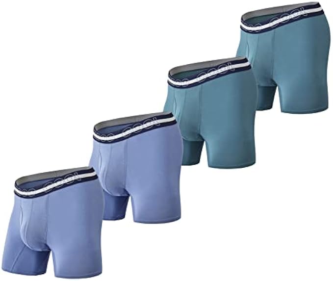 BAMBOO COOL Mens Underwear Boxer Briefs Breathable Moisture-wicking Underwear for Men Bamboo Performance Boxer Briefs 4 Pack