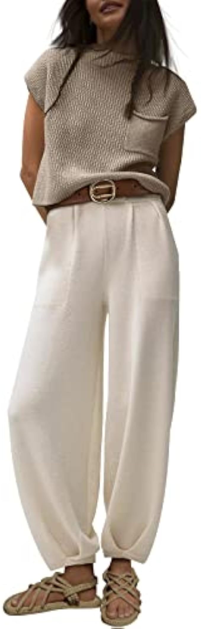 LILLUSORY 2 Piece Outfits For Women Trendy Lounge Sets Cozy Knit Sweater Short Sleeve Fashion Loungewear Set