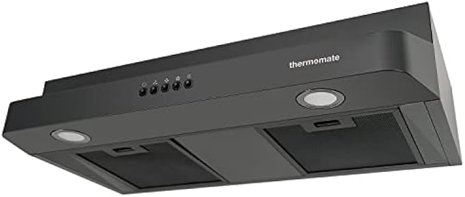 30 Inch Under Cabinet Range Hood, thermomate 230CFM Slim Vent Hood with 3 Speed Exhaust Fan, Insert Ducted Range Hood with 2 LED Lights, Black