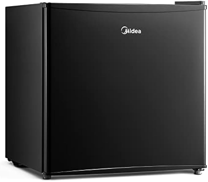 Midea WHS-65LB1 Compact Single Reversible Door Refrigerator, 1.6 Cubic Feet(0.045 Cubic Meter), Black
