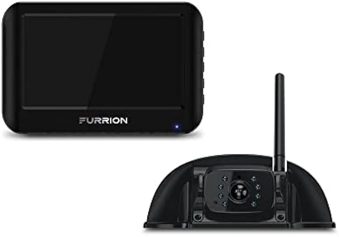 Furrion Vision S Wireless RV Backup Camera System with 7-Inch Monitor, 1 Rear Sharkfin, Infrared Night Vision, Wide-Angle View, Hi-Res, IP65 Waterproof, Motion Detection, Microphone - FOS07TASF