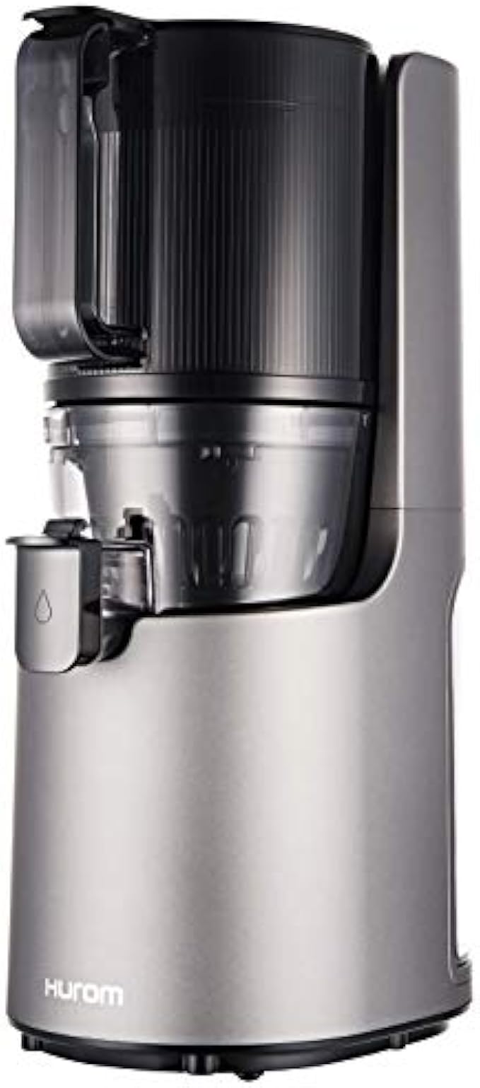 Hurom H-200 Easy Clean Electronic Juicer Machine (Silver) - Self Feeding Slow Juicer w Big Mouth Hopper to Fit Whole Fruits & Vegetables - Healthy Living - Rinse Clean No Scrub BPA Free Easy Assembly