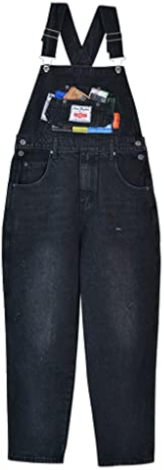 DSFEOIGY Slim Version Fashion Boyfriend Color-Taped Loose Straight Leg Denim Overalls (Color : D, Size : 37 Code)