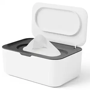 Wipes Dispenser, Wipe Holder for Baby & Adult, Seposeve Refillable Wipe Container, Keeps Wipes Clean. Non-Slip, Easy Pull Wipes Pouch Case, (Grey)