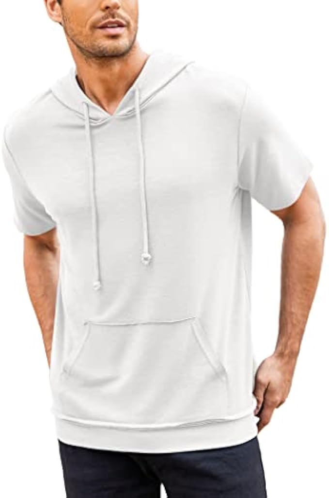 COOFANDY Men's Short Sleeve Hoodie Relaxed Fit Fashion Casual Sweatshirts Lightweight Hip Hop Streetwear T Shirts
