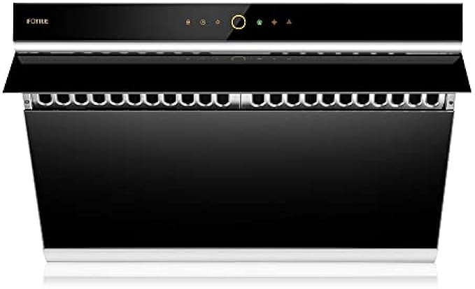 FOTILE JQG7505 30” Under-Cabinet or Wall-Mount Range Hood | Dual DC-Motor | Slant Vent Design | Hands Free On and Off | Touchscreen with 4 Speed Level | Modern Kitchen Onyx Black Glass