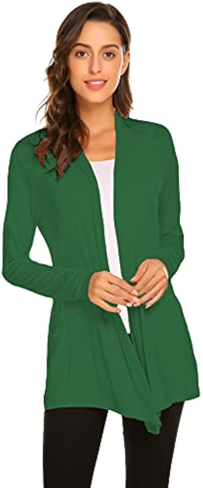 Newchoice Womens Casual Lightweight Long Sleeve Cardigan Soft Drape Open Front Fall Dusters (S-3XL)