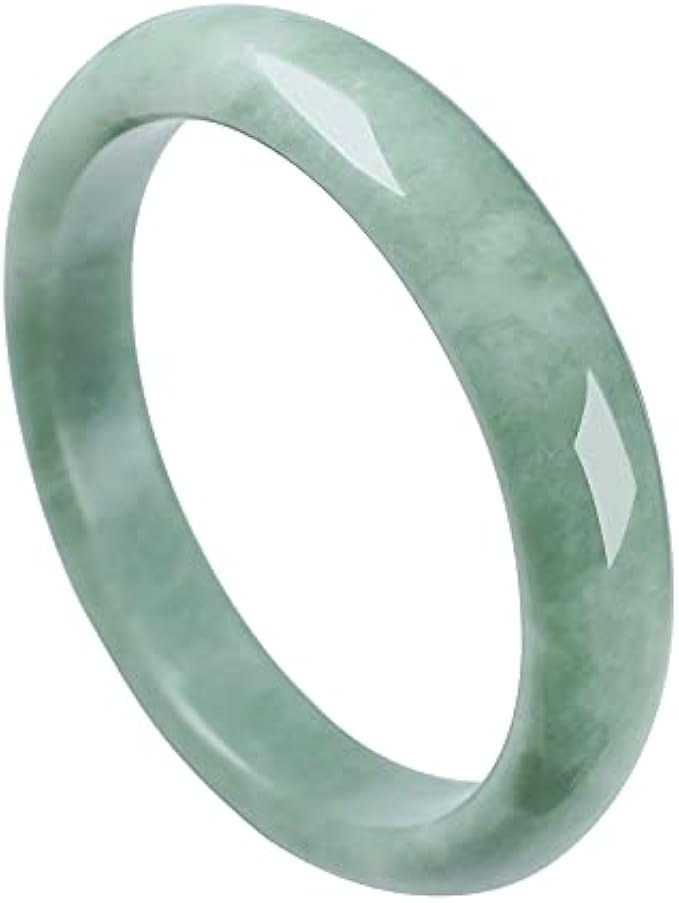 Taozyao Natural Green Jade Bangle Bracelet for Women Girls Genuine with Certificate丨100% Grade A Jade Handmade Bracelets - Healing Protection Good Luck Bracelet Bangles with Jewelry Box (54-64mm)