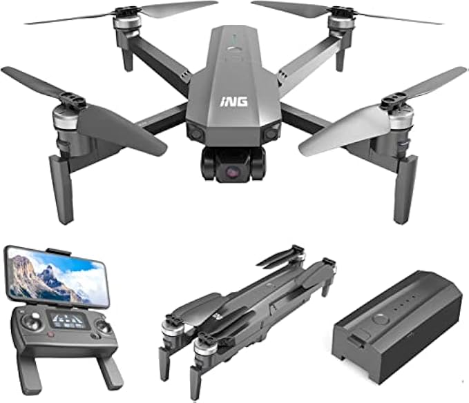 Beantech Foldable GPS Drone with 4K UHD EIS Camera for Adults, 5G Transmission Drones with Brushless Motor, Follow Me, Auto Return Home, Encircling Flight Quadcopter with 3-Axis Gimbal Camera