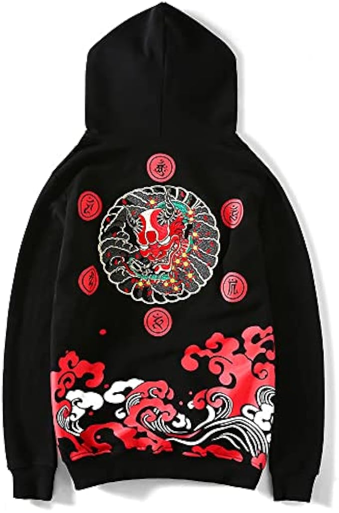 Niepce Inc Streetwear Men's Dragon Embroidered Heavyweight Graphic Hoodies