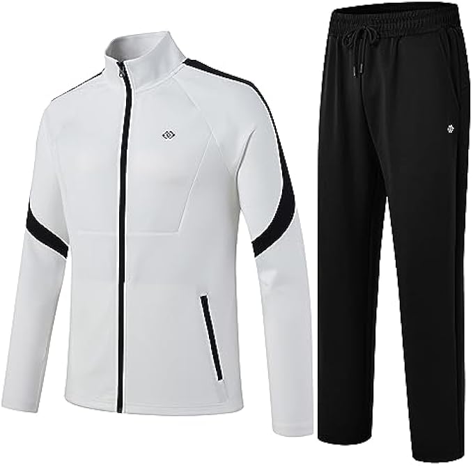 MoFiz Men's Tracksuit Athletic Sports 2 Pieces Full Zip Jacket Long Sleeve Pant Casual Running Sweatsuit Gym Workout Outfits