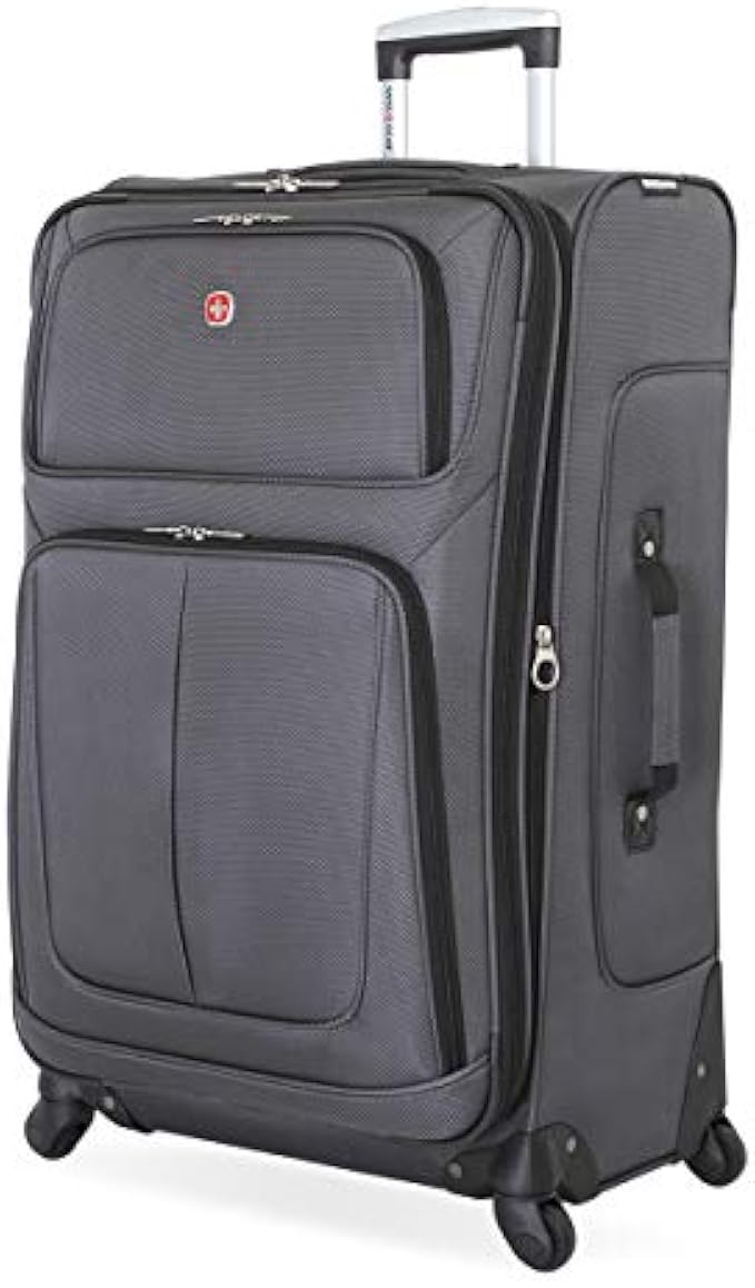 SwissGear Sion Softside Expandable Roller Luggage, Dark Grey, Checked-Large 29-Inch