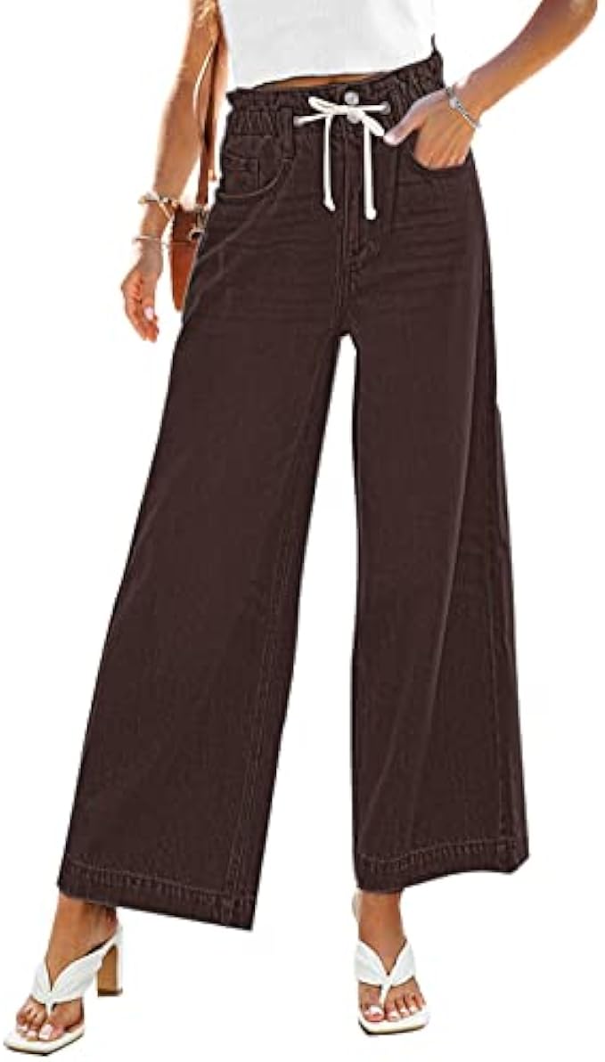 GRAPENT Wide Leg Jeans for Women Stretch High Wasited Elastic Waist Bell Bottom Baggy Y2K Pants