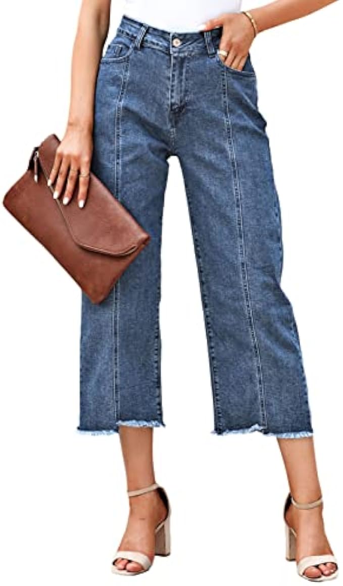 Sidefeel Women Wide Leg Jeans Straight Leg Denim Pants
