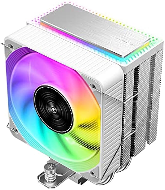 JIUSHARK JF100RS WH CPU Air Cooler 6mm x 4 Nickel Plated Copper Heat Pipes with 100x100x25mm PWM Fan 2300RPM 220W TDP SuitableFor Intel LGA 1700/1200/115X AMD AM5/AM4