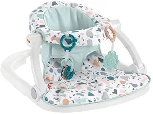 Fisher-Price Portable Baby Chair Sit-Me-Up Floor Seat With Developmental Toys & Machine Washable Seat Pad, Pacific Pebble
