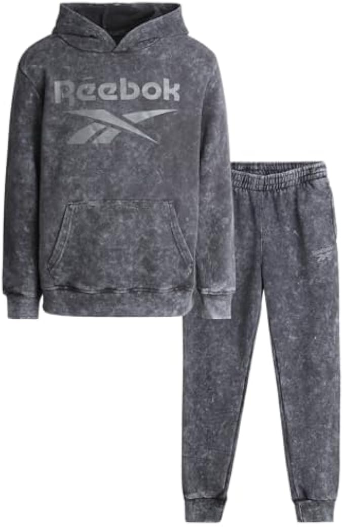 Reebok Boys' Sweatsuit Set - 2 Piece Fleece Hoodie Sweatshirt and Jogger Sweatpants (4-12)