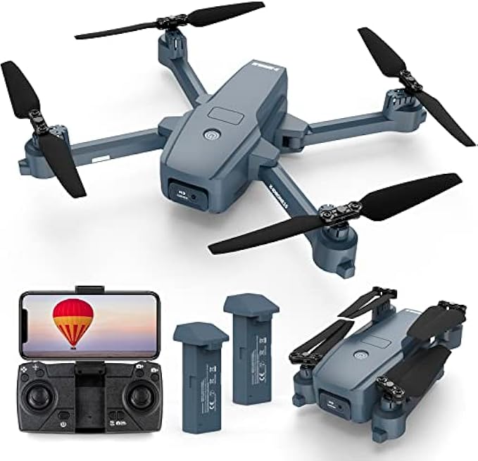 ?-??ℝ?ℕ??? Drone with Camera for Adults 4K, Foldable FPV Drones, RC Quadcopter Multirotors with 5G Transmission, Electronically Camera, One Key Start, Altitude Hold, 3D Flip, 2 Batteries