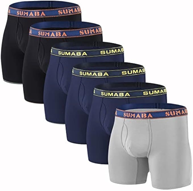 SUMABA Men's Underwear Moisture Wicking Bamboo Comfort Boxer Briefs M L XL 2XL 3XL