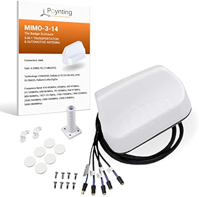 Poynting MIMO-3-14 5-in-1 Transportation & Automotive Antenna | 4X4 MIMO | 5G | 4G | LTE | CBRS | GPS/GLONASS | 410-3800 MHz