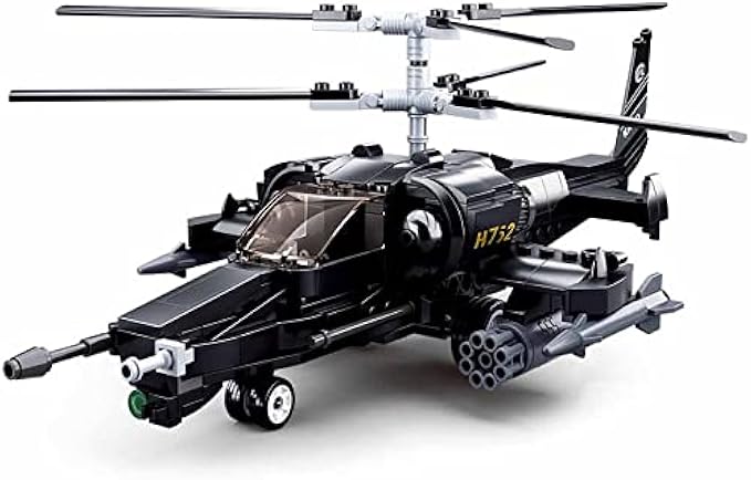 DAHONPA KA50 Helicopter Military Army Airplane Building Bricks Set with 1 Figure, 330 Pieces Air-Force Build Blocks Toy, Gift for Kid and Adult.