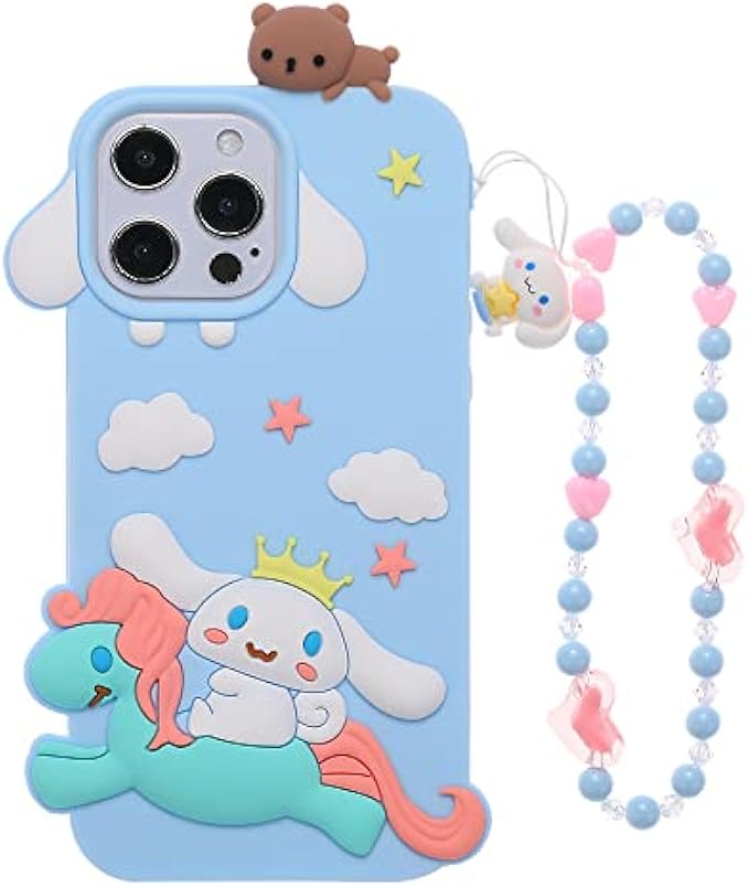 3D Dog Horse Case for iPhone 11 Pro Max,3D Cute Cartoon Lovely Dog Riding a Horse Creative Character Kids Teens Girls Women Soft Silicone Case with Bracelet for iPhone 11 Pro Max 6.5 inch