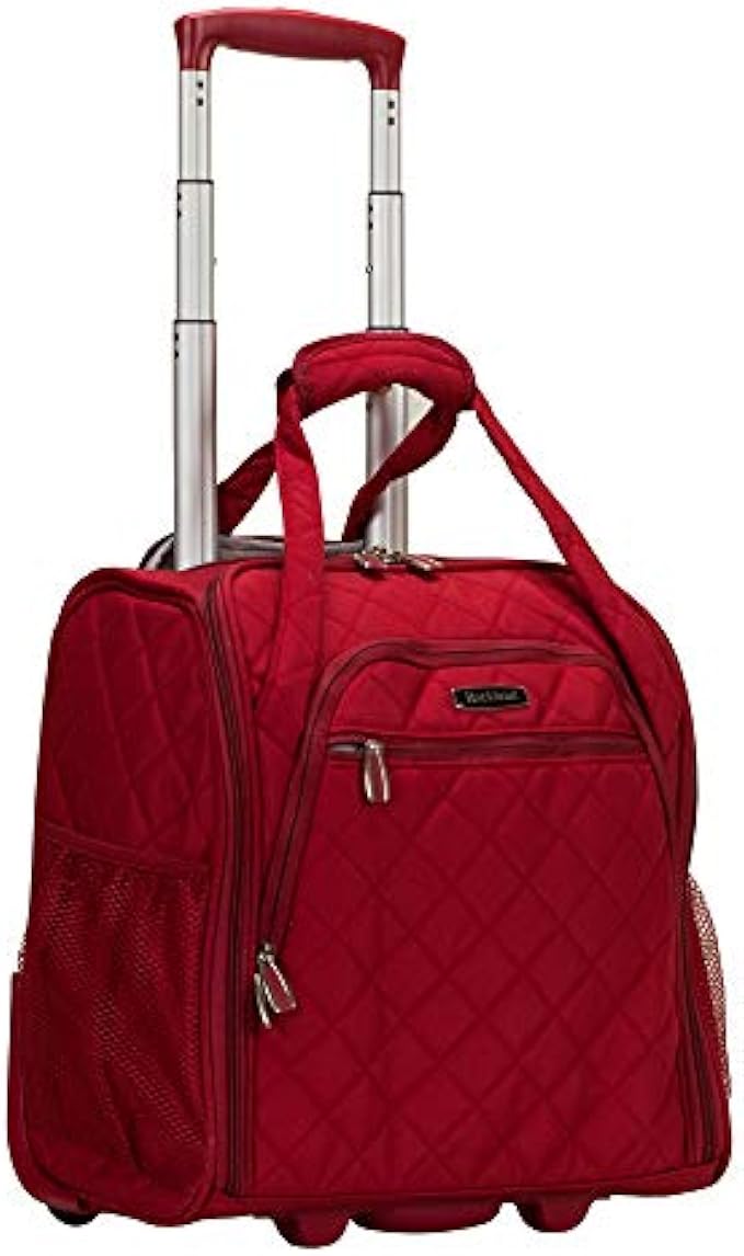 Rockland Melrose Upright Wheeled Underseater Luggage, Red, Carry-On 15-Inch