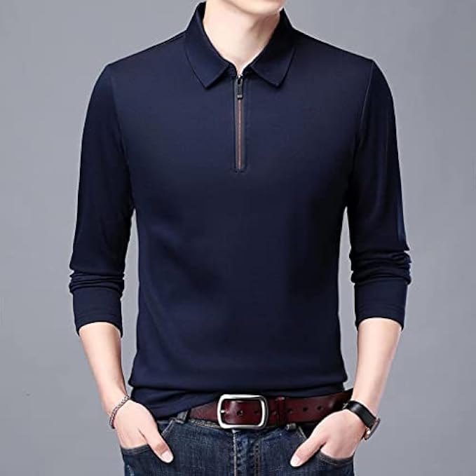 XIULAIQ Zipper Long Sleeve Tee Shirt Men Casual Solid Men's Clothing Shirts Mens Fashion Slim Fit (Color : C, Size : XL Code)