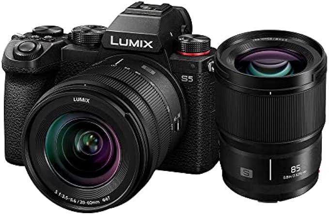 Panasonic LUMIX S5 Full Frame Mirrorless Camera, 4K 60P Video Recording with S 20-60mm F3.5-5.6 Lens Kit (DC-S5KK) + S 85mm F1.8 L Mount Interchangeable Lens (S-S85)