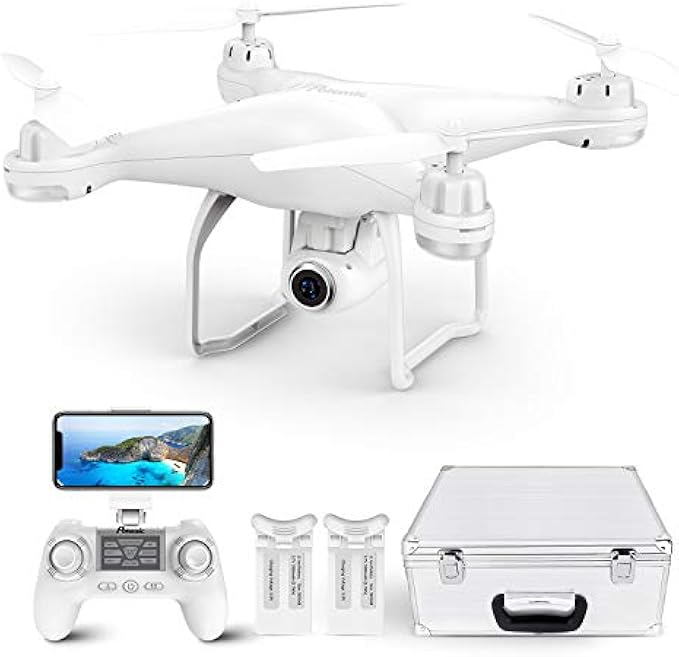 Potensic T25 Drone with 2K Camera for Adults, RC FPV GPS Drone with WiFi Live Video, Auto Return Home, Altitude Hold, Follow Me, Custom Flight Path, 2 Drone Batteries and Carrying Case