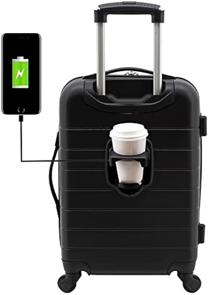 Wrangler 20" Smart Spinner Carry-On Luggage With Usb Charging Port ,Black