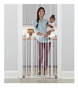 Regalo Easy Step 36" Extra Tall Walk Thru Baby Gate, Includes 4-Inch Extension Kit, 4 Pack of Pressure Mount Kit and 4 Pack Wall Cups and Mounting Kit, White