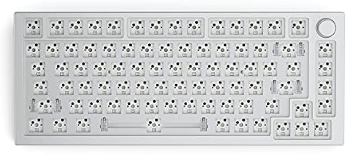 Glorious Gaming - GMMK PRO Barebones Custom Keyboard (ANSI USA) Compact 75% Keyboard with Knob, White Aluminum, DIY Mechanical Keyboard Kit, TKL, Hotswap, Cherry MX Style, Backlit RGB, USB-C Removable