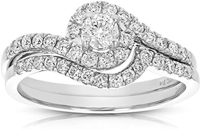 VIR JEWELS 3/4 cttw Diamond Prong Set Wedding Engagement Ring Set 14K White Gold Bridal