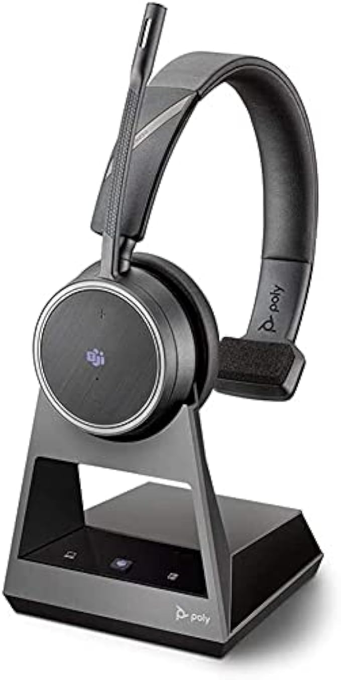 Plantronics - Voyager 4210 Office with Two-Way Base USB-A (Poly) - Bluetooth Single-Ear (Monaural) Headset - Connect to PC, Mac, & Desk Phone-Noise Canceling-Works with Teams (Certified), Zoom & more