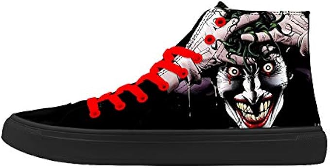 FIRST DANCE Skull Shoes for Men Fashion Sneaker High Top Skull Punk Rock Joker Print Shoes Black Shoes for Man Cool
