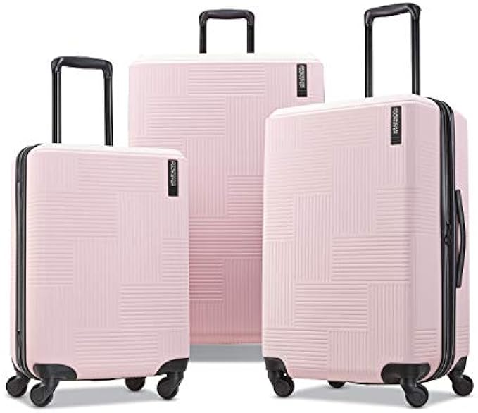 American Tourister Stratum XLT Expandable Hardside Luggage with Spinner Wheels, Pink Blush, 3-Piece Set (20/24/28)