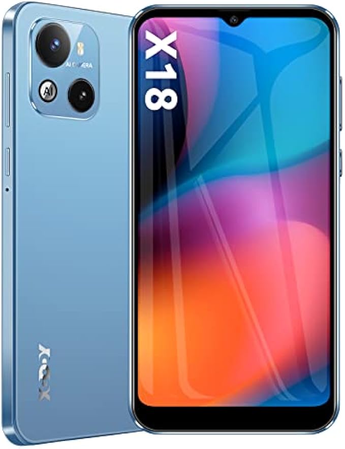 Xgody X18 4G Unlocked Phones, 6.3 Inch IPS Screen Smartphones, Android 10 OS Dual SIM Cheap Cell Phone, Quad Core 2GB+16GB, Dual 5MP+8MP Camera, 4000mAh Battery, Face ID Smart Phone (Blue)