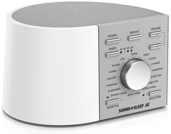 Sound+Sleep SE Special Edition High Fidelity Sleep Sound Machine with Real Non-Looping Nature Sounds, Fan Sounds,White/Silver