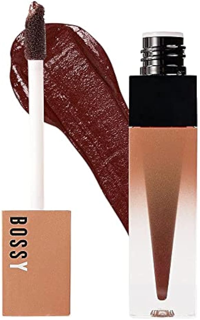 Bossy Cosmetics Liquid Lipstick for Women, Vegan, Hydrating, Long Lasting, Matte Lip Stick for Healthy & Full Lips, Paraben, Mineral Oil and Cruelty Free (Hustle - Deep Purple/Brown Color)