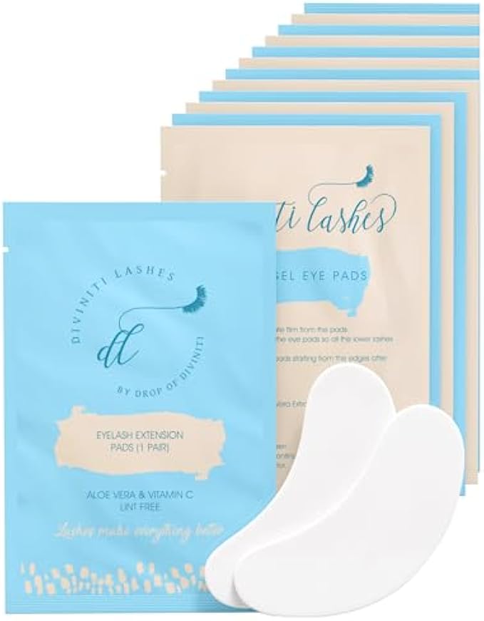 DiviniTi Under Eye Gel Pads - Lint Free Gel Eye Pads for Lash Extensions with Aloe Vera Hydrogel Eye Patches, Eyelash Extension Supplies & Beauty Tools, Fit Most Eye Shape, Stick Well - Under Eye Pads
